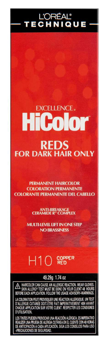 L'Oréal Technique Excellence HiColor H10 Copper Red - Permanent Hair Color for Dark Hair - ANNS BEAUTY SUPPLY